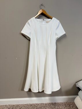 Rebecca Taylor White Textured Fit-and-Flare Mini Dress